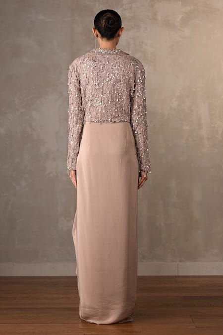 Onaya Mirror Sequin Work Jacket Skirt Set 