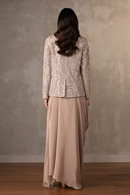 Onaya Mirror Sequin Work Jacket Skirt Set 