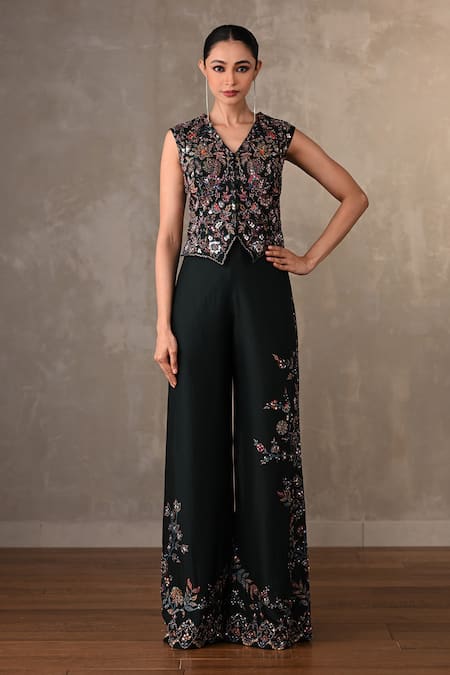Onaya Printed Waistcoat & Wide Leg Pant Set 