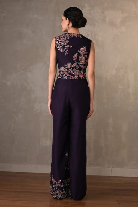 Onaya Embroidered Waistcoat & Wide Leg Pant Set 