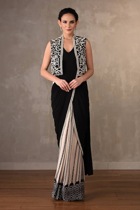 Onaya Sequined Work Pre-Draped Saree Jacket Set 