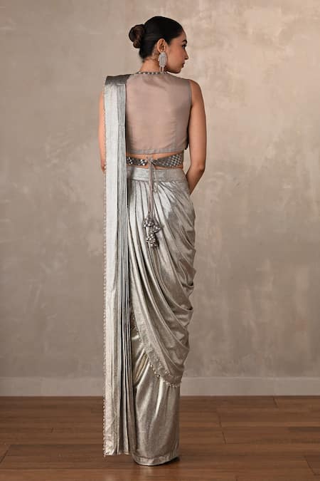 Onaya Pre-Draped Saree & Embellished Blouse Set 