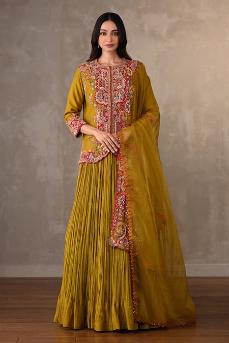 Onaya Embroidered Front Open Jacket Lehenga Set 