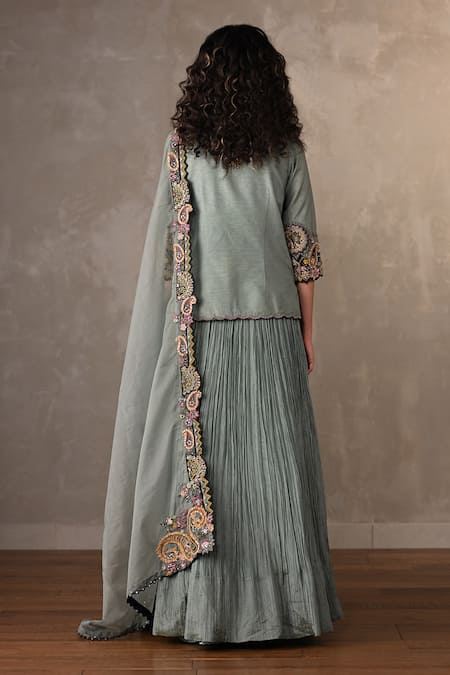 Onaya Embroidered Front-Open Jacket Lehenga Set 