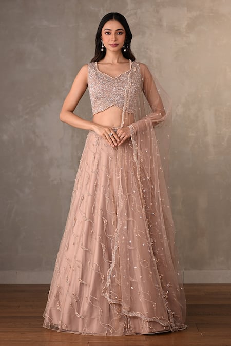 Onaya Sequin & Wavy Embroidered Lehenga Set 
