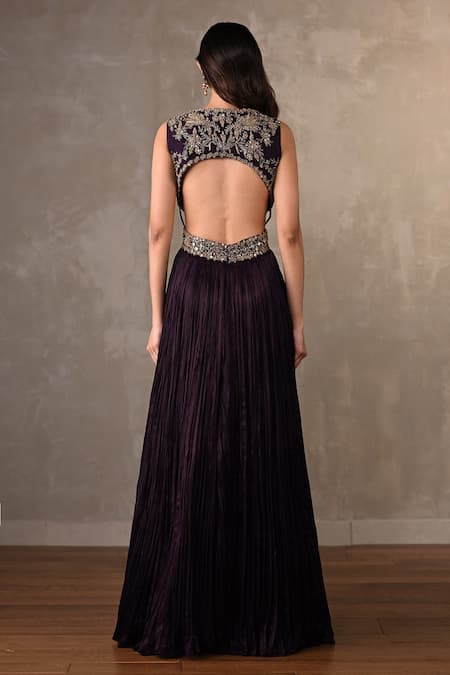 Onaya Zardosi Sequins Mirror Metallic Thread Gown 