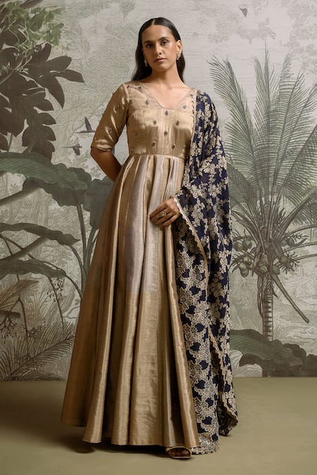 Parshya Stone Butti Anarkali With Dupatta 