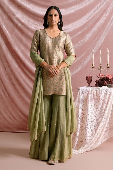 Parshya Banarasi Woven Kurta Sharara Set 