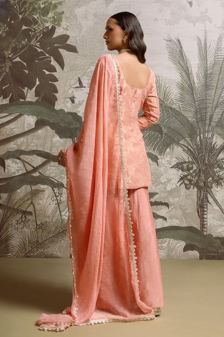 Parshya Hand Embroidered Kurta Sharara Set 
