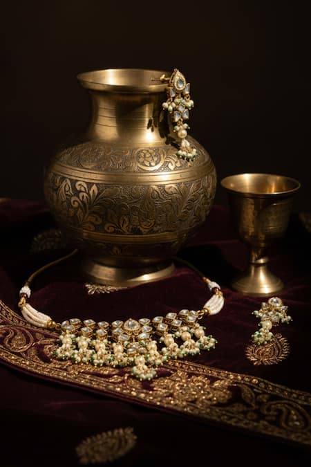 The Bling Girll Pearl Stone Embellished Choker 