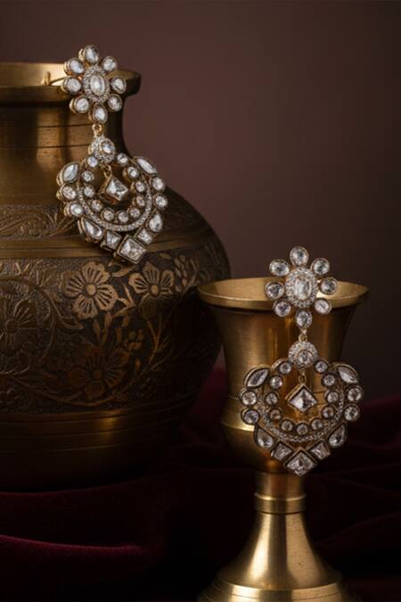 The Bling Girll Gold Plated Stones Kundan Embellished Drop Earrings Online at Aza Fashions The Bling Girll_Gold Plated Stones Kundan Embellished Drop Earrings _Online_at_Aza_Fashions