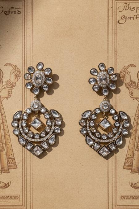The Bling Girll Kundan Stone Embellished Drop Earrings 