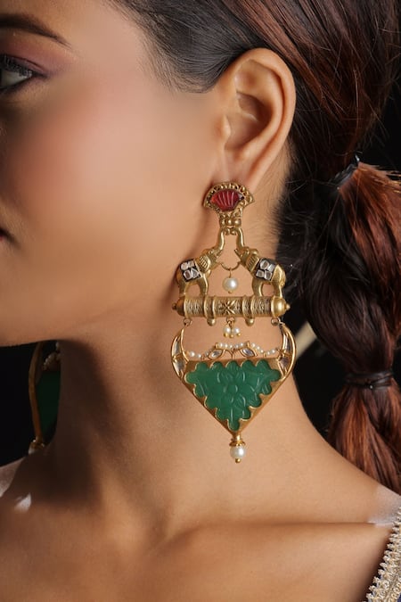 The Bling Girll Elephant Motif Dangler Earrings 