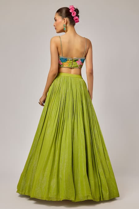 Krishna Padia Hand Embroidered Blouse Lehenga Set 