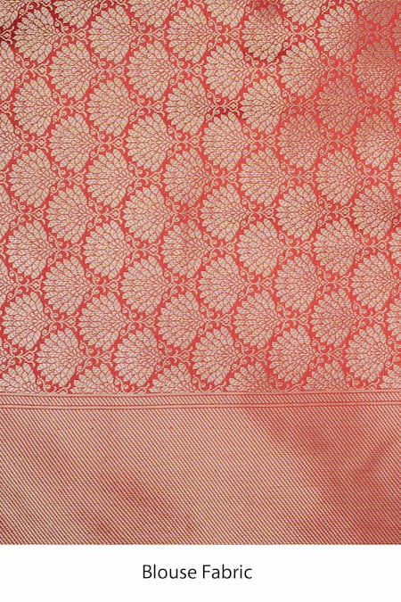 Zal From Benaras_Red Silk Zari Banarasi Handloom Saree With Unstitched Blouse Piece _at_Aza_Fashions
