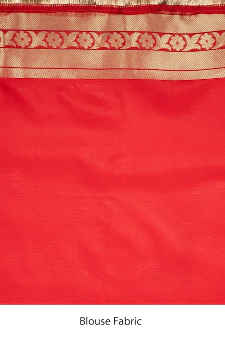 Buy_Zal From Benaras_Red Silk, Brocade Zari, Embroidery Banarasi Saree With Unstitched Blouse Piece 