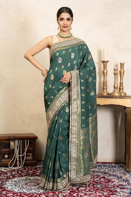 Zal From Benaras Banarasi Saree With Unstitched Blouse Piece 