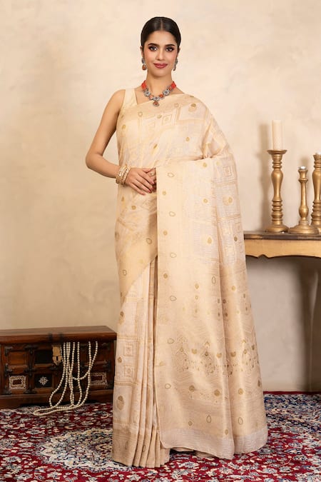Zal From Benaras Silk Banarasi Saree With Unstitched Blouse Fabric 