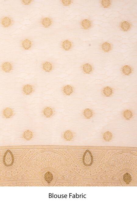 Zal From Benaras_Beige Silk Zari Banarasi Saree With Unstitched Blouse Fabric _at_Aza_Fashions