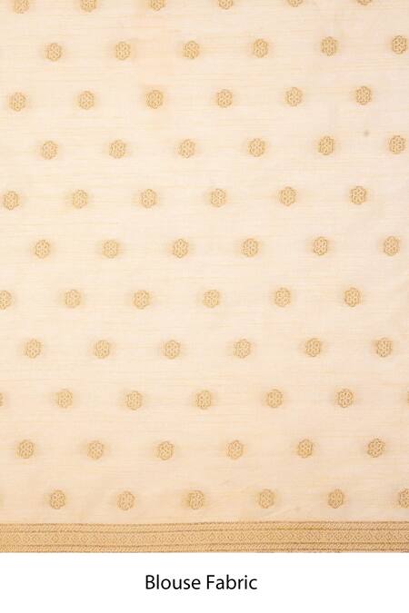 Zal From Benaras_Cream Silk Embroidery Handloom Saree With Unstitched Blouse Fabric _at_Aza_Fashions