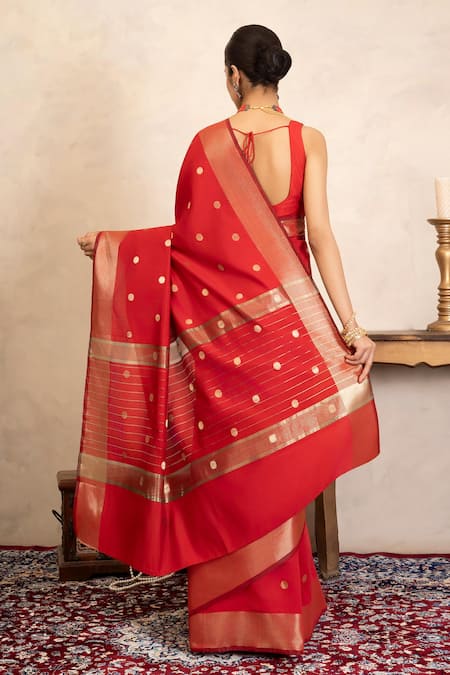 Zal From Benaras Banarasi Handloom Saree With Unstitched Blouse Piece 