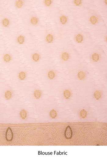 Zal From Benaras_Pink Silk Zari, Embroidery Banarasi Handloom Saree With Unstitched Blouse Piece _Online_at_Aza_Fashions