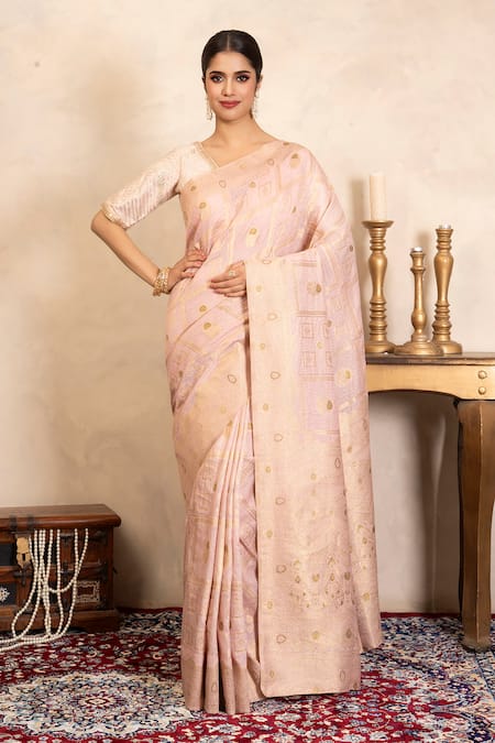 Zal From Benaras Banarasi Handloom Saree With Unstitched Blouse Piece 