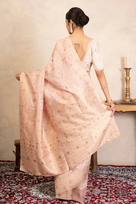 Zal From Benaras Banarasi Handloom Saree With Unstitched Blouse Piece 