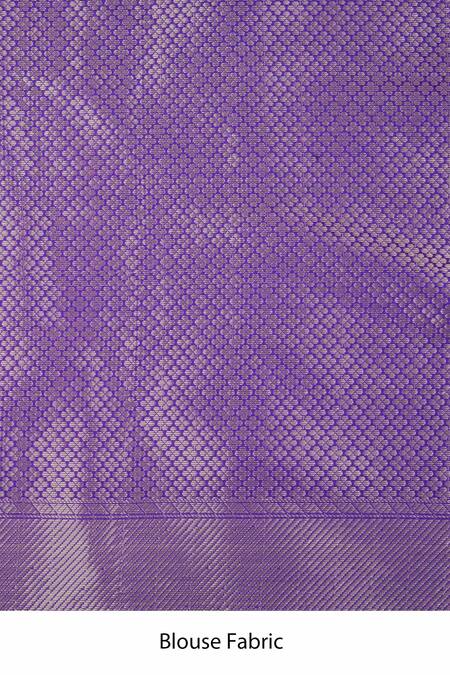 Zal From Benaras_Purple Silk Zari Banarasi Handloom Saree With Unstitched Blouse Fabric _at_Aza_Fashions