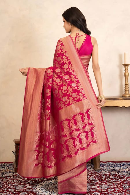 Zal From Benaras Banarasi Saree With Unstitched Blouse Fabric 