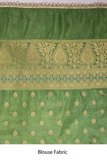 Shop Zal From Benaras Green Silk Zari, Banarasi Meenakari Saree With Unstitched Blouse Fabric Online at Aza Fashions Shop_Zal From Benaras_Green Silk Zari, Banarasi Meenakari Saree With Unstitched Blouse Fabric _Online_at_Aza_Fashions