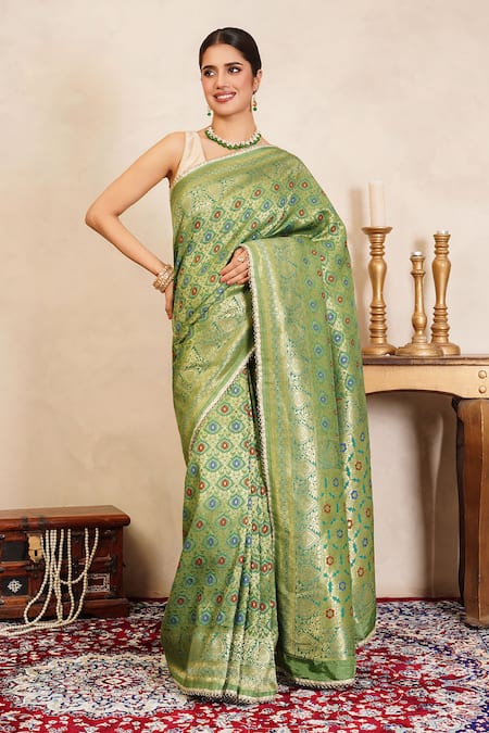 Zal From Benaras Banarasi Meenakari Saree With Unstitched Blouse Fabric 