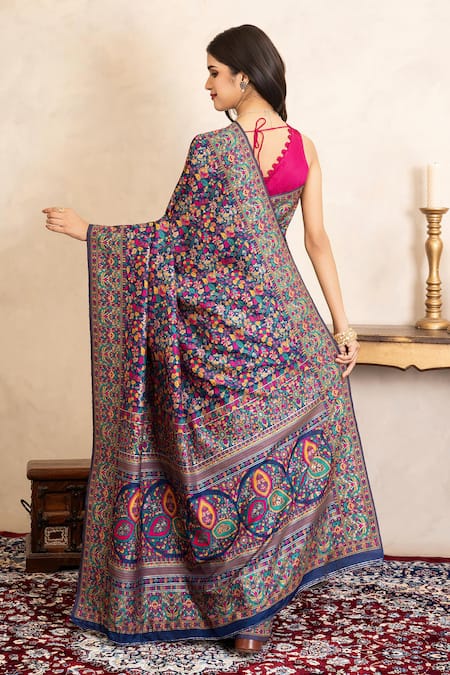 Zal From Benaras Silk Banarasi Saree With Unstitched Blouse Fabric 