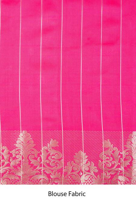 Zal From Benaras_Pink Silk Zari Banarasi Saree With Unstitched Blouse Fabric _at_Aza_Fashions