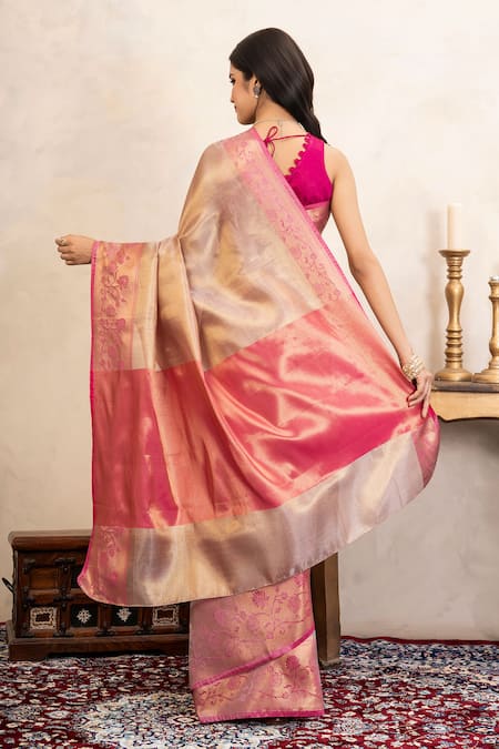 Zal From Benaras Kanjeevaram Silk Banarasi Saree With Unstitched Blouse Fabric 