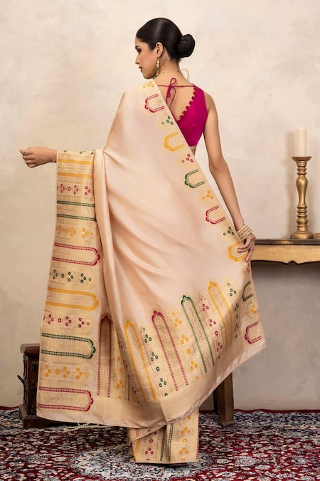 Zal From Benaras Banarasi Handloom Saree With Unstitched Blouse Fabric 