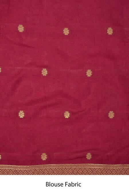 Zal From Benaras_Maroon Silk Zari, Embroidery Katan Banarasi Saree With Unstitched Blouse Fabric _at_Aza_Fashions