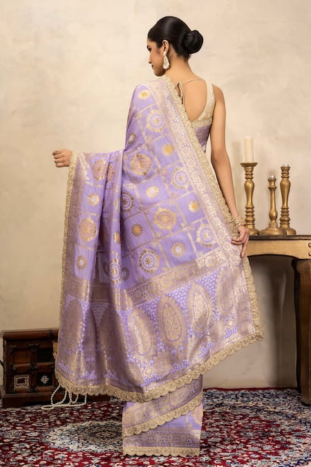Zal From Benaras Banarasi Patola Saree With Unstitched Blouse Fabric 
