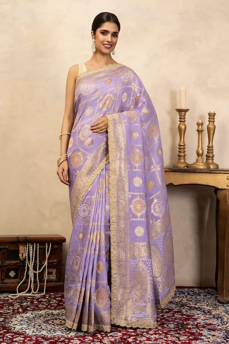Zal From Benaras Banarasi Patola Saree With Unstitched Blouse Fabric 