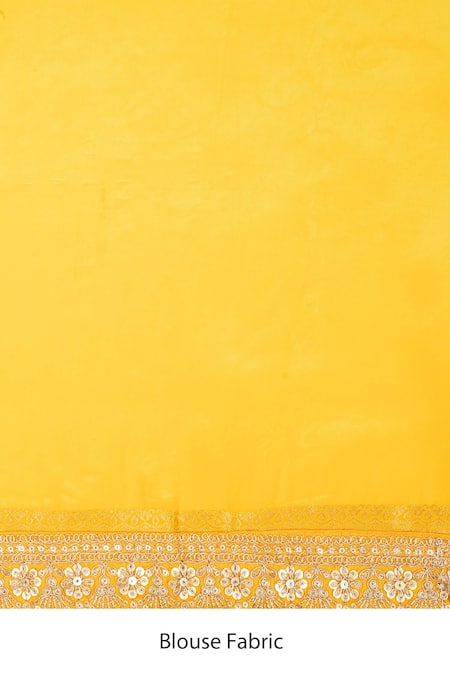 Buy_Zal From Benaras_Yellow Silk Zari, Sequins, Banarasi Handloom Saree With Unstitched Blouse Fabric _Online_at_Aza_Fashions