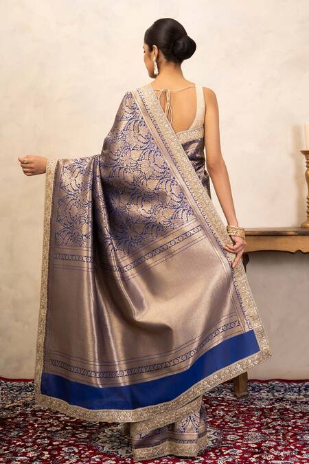 Zal From Benaras Banarasi Handloom Saree With Unstitched Blouse Piece 