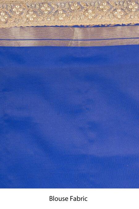 Shop_Zal From Benaras_Blue Silk Zari, Embroidery Banarasi Handloom Saree With Unstitched Blouse Piece _Online_at_Aza_Fashions