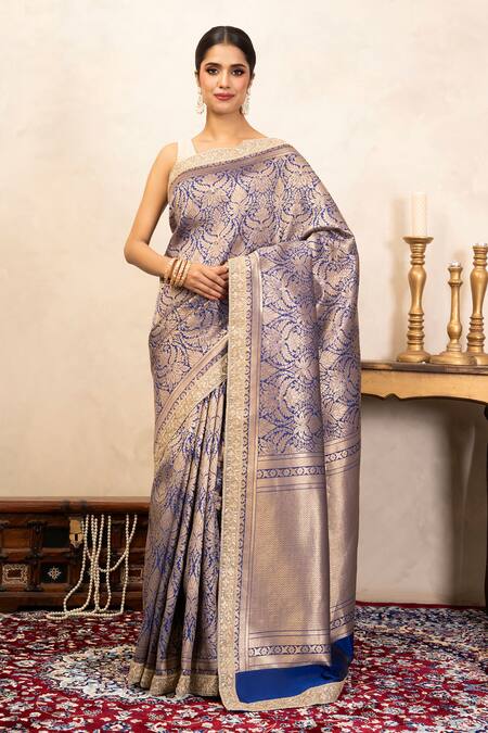 Zal From Benaras Banarasi Handloom Saree With Unstitched Blouse Piece 