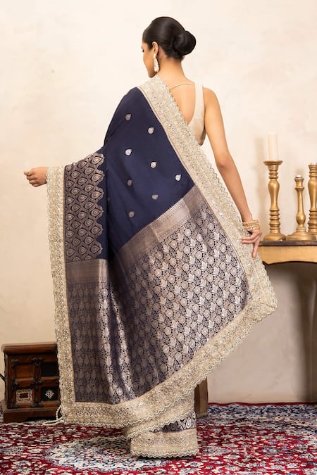 Zal From Benaras Katan Silk Banarasi Saree Unstitched Blouse Fabric 