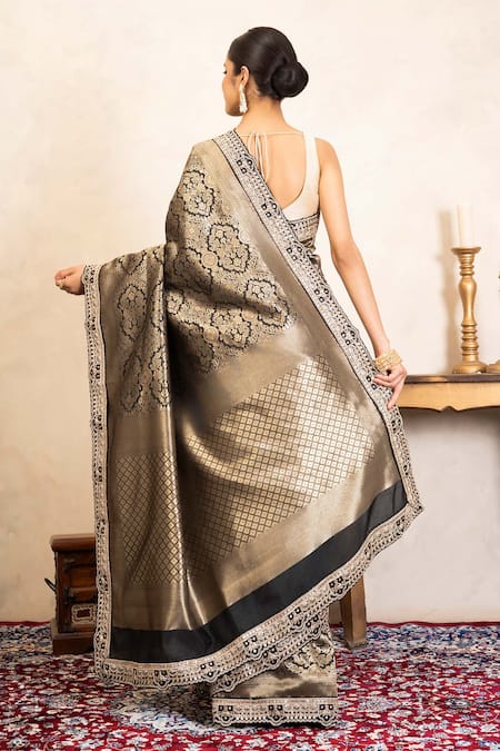 Zal From Benaras Banarasi Handloom Saree With Unstitched Blouse Piece 