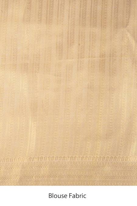Zal From Benaras_Gold Silk Zari Kanjeevaram Saree With Unstitched Blouse Fabric _at_Aza_Fashions