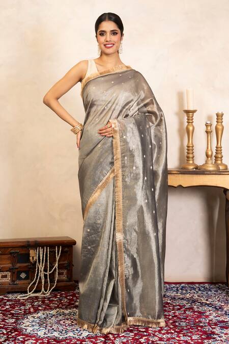 Zal From Benaras Banarasi Handloom Saree With Unstitched Blouse Fabric 