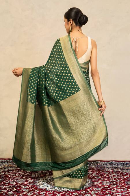 Zal From Benaras Banarasi Handloom Saree With Unstitched Blouse Fabric 