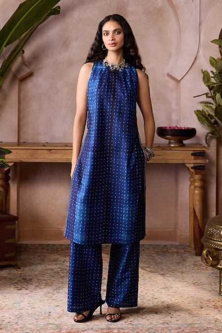 Grassroot By Anita Dongre Feugo Handcrafted Shibori Silk Kurta & Pant Set 