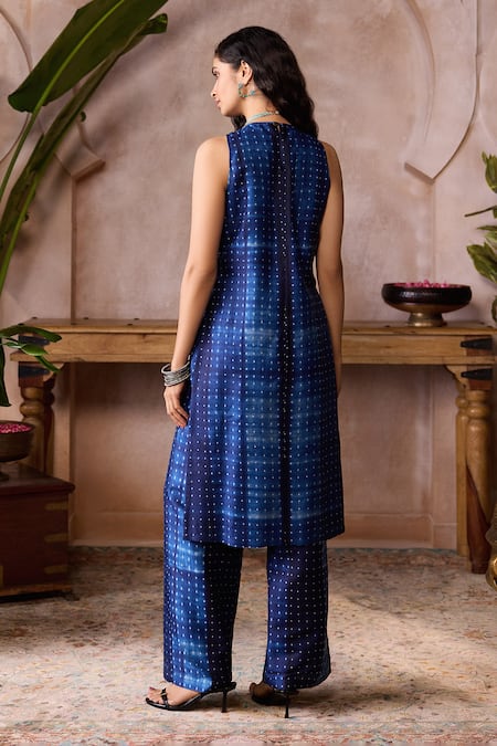 Grassroot By Anita Dongre Feugo Handcrafted Shibori Silk Kurta & Pant Set 